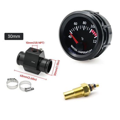 52MM Water Temperature / Oil Temp 12V Car Gauge + 26MM-40MM Adapter With Temp Sensor Collocation Car Accessories For All Vehicle