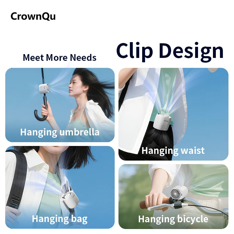 Waist Fan Portable Clip Rechargeable Ultra 3 Speed 360° Adjustable Turbocharged Neck Fans Strong Wind With for Outdoor Sports