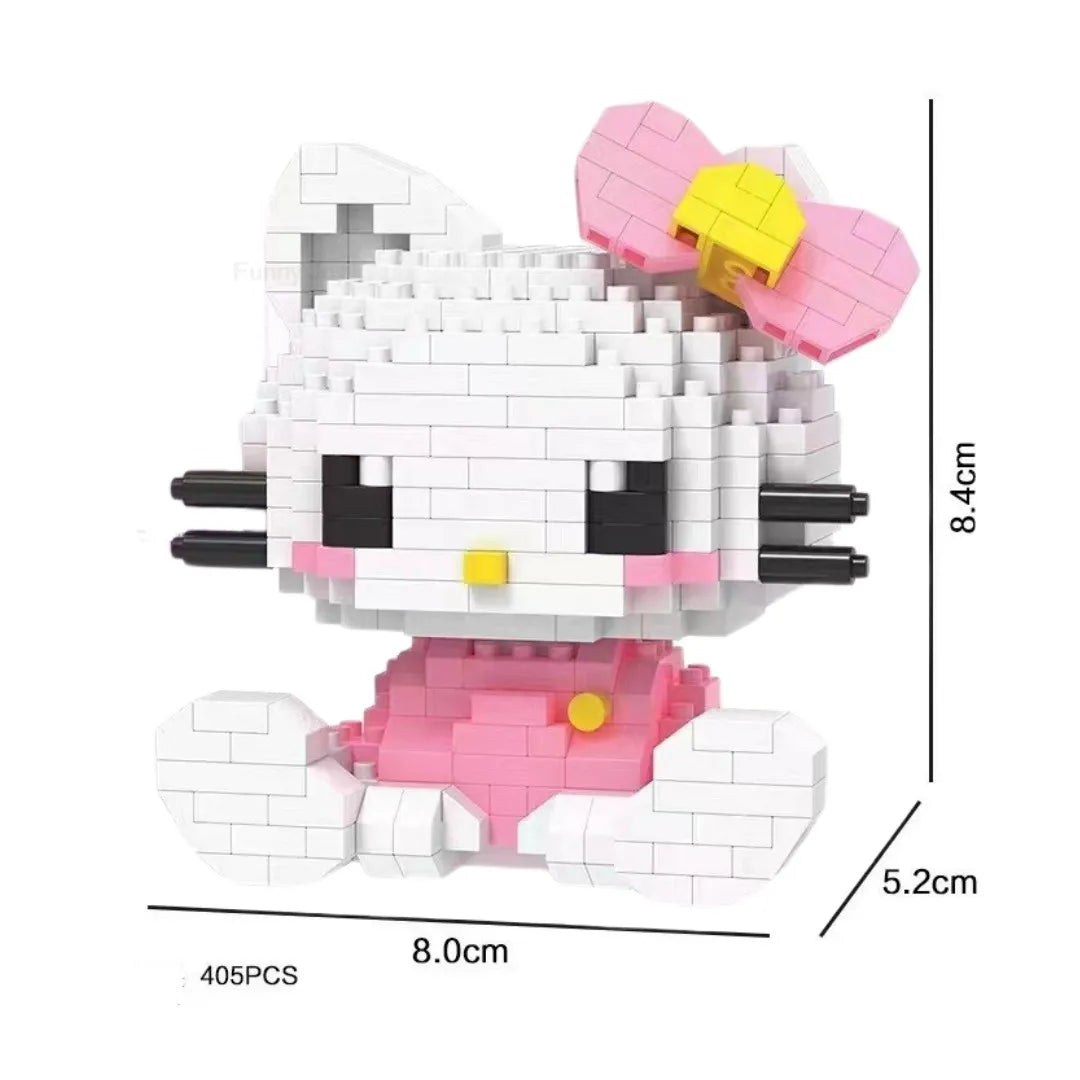Cartoon Anime Hello Kitty Panda Refrigerator Magnet Blocks Kuromi My Melody Cinnamoroll Building Blocks Toy Kids Birthday Gift