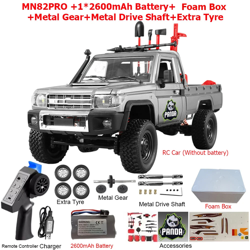 MN82PRO MN82 1/12 RC Car 4WD 2.4G Remote Control Car Simulation Classic All-terrain Off-road LED Light RC Truck Toys As Kid Gift
