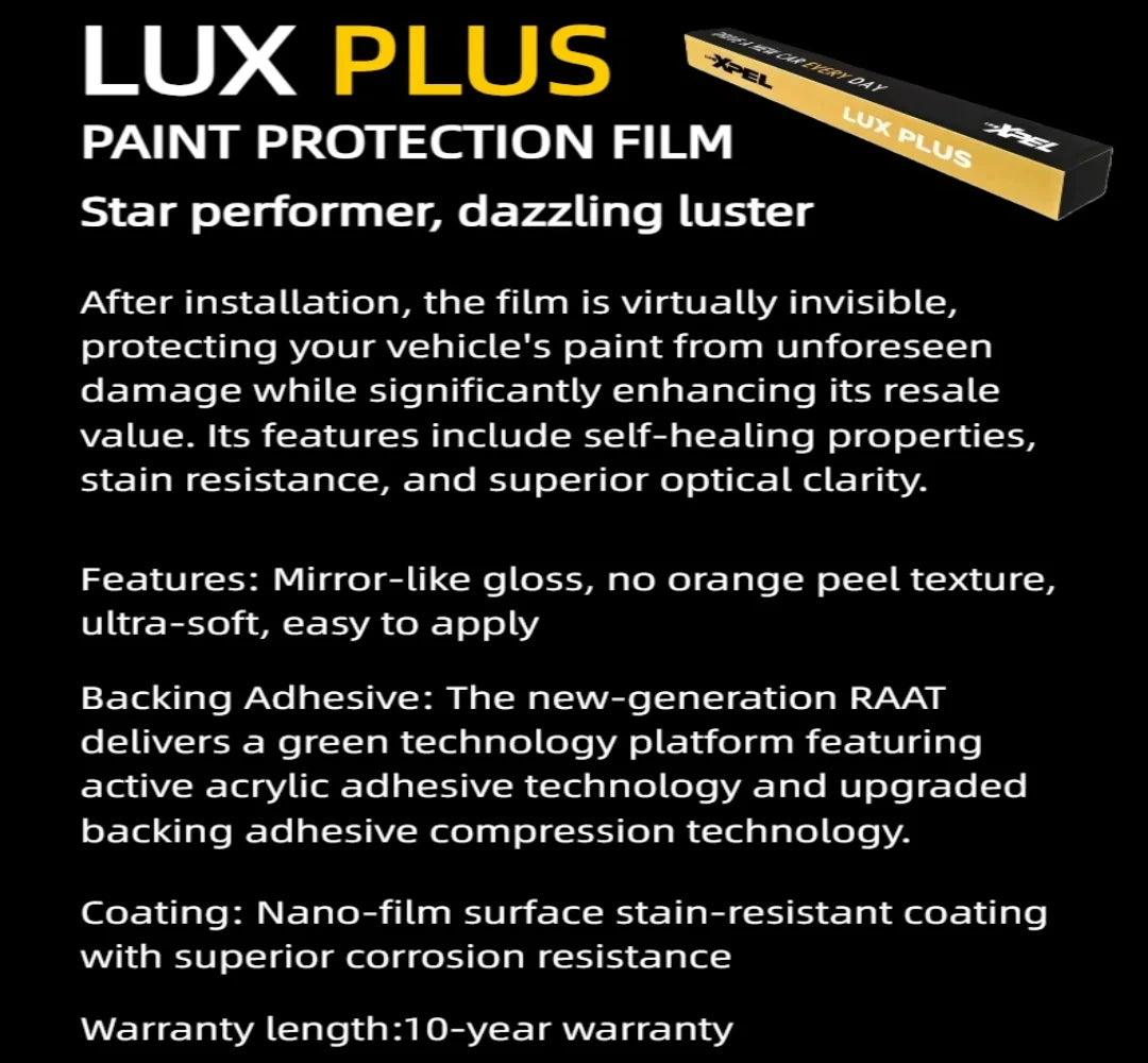 XPEL Paint Protection Film (USA) Clear, Matte, Gloss Black, Matte Black 10-Year Warranty TPU PPF Self-Healing Material