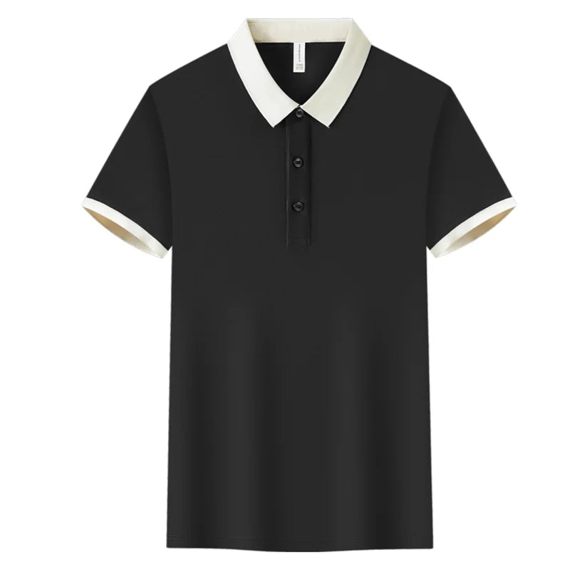 Fashion Contrast Collar Polo Custom Design Casual Business Polo Shirt Print Logo Slim Fit Lapel Short Sleeved Polo Embroidery