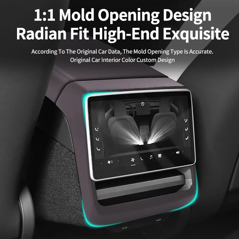 For Tesla Model 3 Highland & Model Y Juniper Rear Air Vent Cover & Leather Center Console Armrest Box Protection Car Accessories