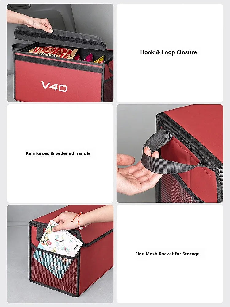 Car trunk foldable storage box suitable for Volvo V40 multifunctional storage bag large capacity storage box