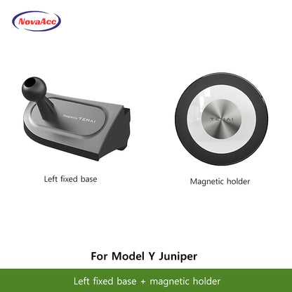 NovaAcc Magnetic Wireless Charging Mount For Tesla Model Y Juniper Model 3 Highland 2024-2026 Left Right Rudder Car Phone Holder
