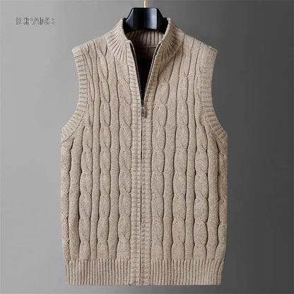 Half Zipper Sleeveless Men Korean Clothes  Jumper For Men  Vintage Sweater  Streetwear Black Vest  Jackets Pullovers Knit