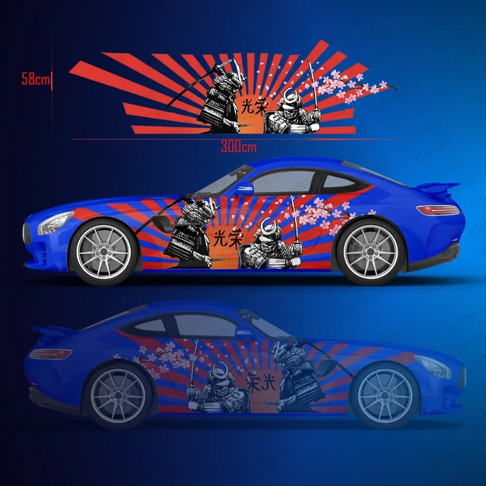 Samurai Car Wrap, Japanese Vehicle Livery, Cast Vinyl Wrap, Universal Size Samurai Anime Car Sticker Car Decoration