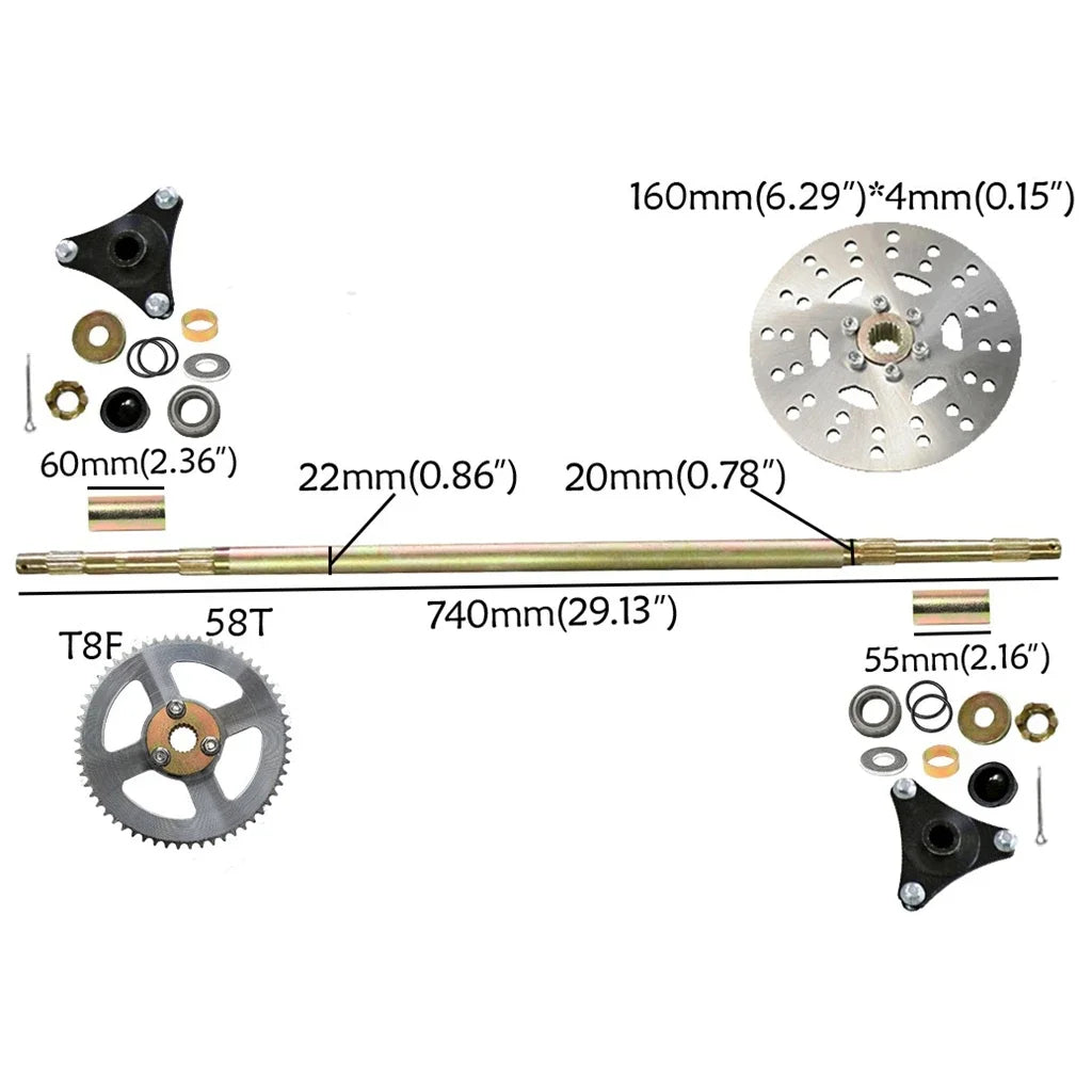 TDPRO Karting Accessories Go Kart DIY Rear Axle Assembly Wheel Hub Kit with 2pcs 4.10-6 Wheels For Mini Kids ATV QUAD Buggy