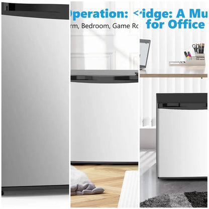 1.7 Cu.ft Mini Fridge with Freezer, Compact Refrigerator, Single Reversible Door, Ultra Quiet, Energy