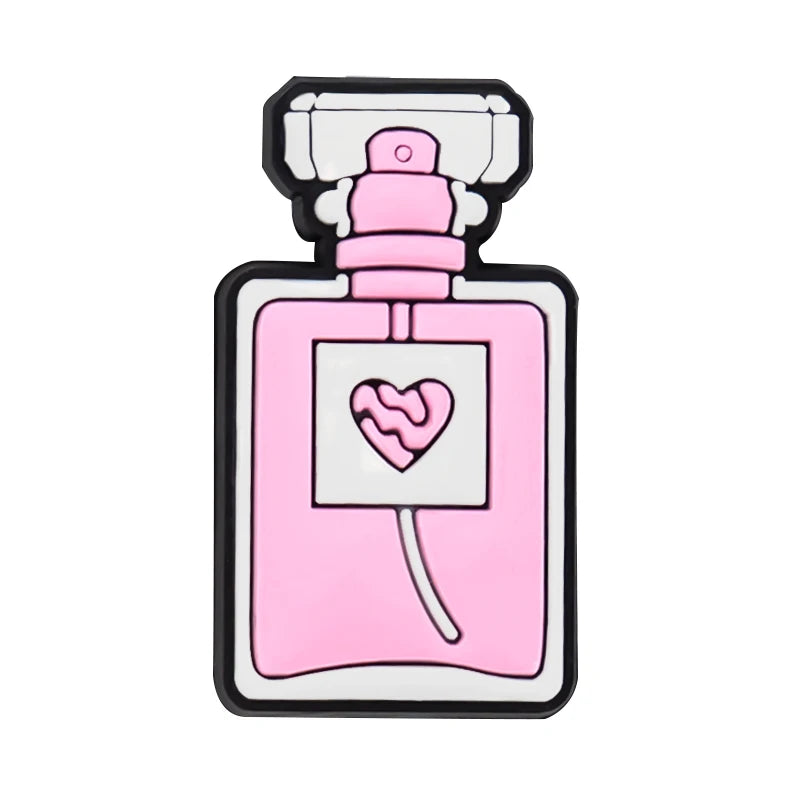 1/30/90PCS Pink Peach Donuts Milk Cow Shoe Charms Perfume Flower Heart Piano Shoe Accessories Decoration Fits All Clogs for Wome