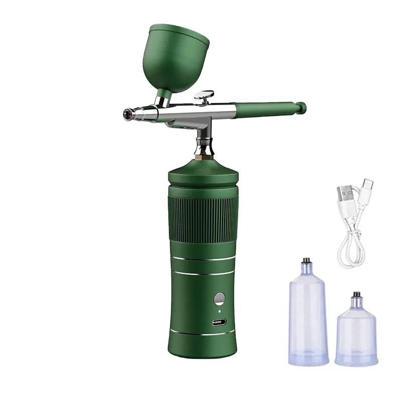 Rechargeable Airbrush Compressor Kit Air Brush Sprayer Gun Water Oxygen Deep Hydrating Machine for Nail Art Tattoo Cake Makeup
