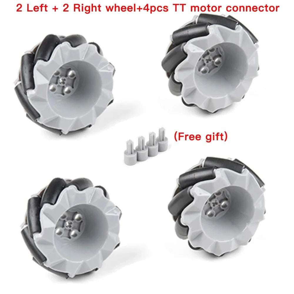 4pcs/set Mecanum Wheel Universal Omnidirectional Wheel for Legos TT N20 Motor Smart Car Robot Parts DIY Building Block Tire Toy