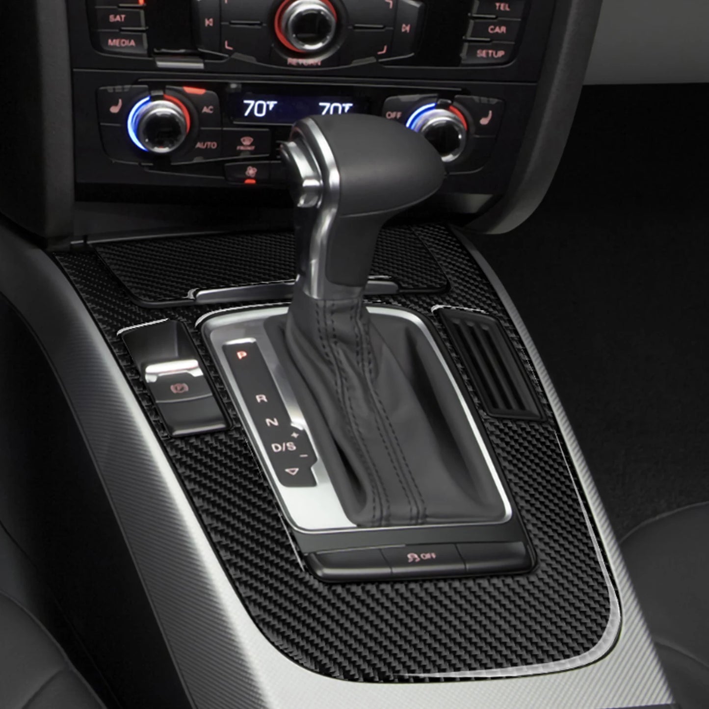 Car Center Console Gear Shift Panel Set, For Audi A4 S4 RS4 A5 S5 RS5 (2007-2016) Carbon Fiber Interior Sticker Trim Accessories