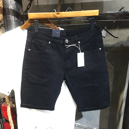 2024 New Summer Fashion Denim Shorts Men's Slim Straight American Street Trend Casual All-Match Cropped Pants