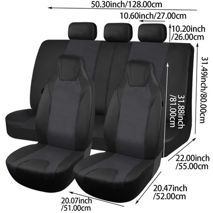 AUTOKING High Back Car Seat Covers Universal Size Fit For Most Car SUV PU Leather Spliced With Dot Jacquard Fabric Seat covers