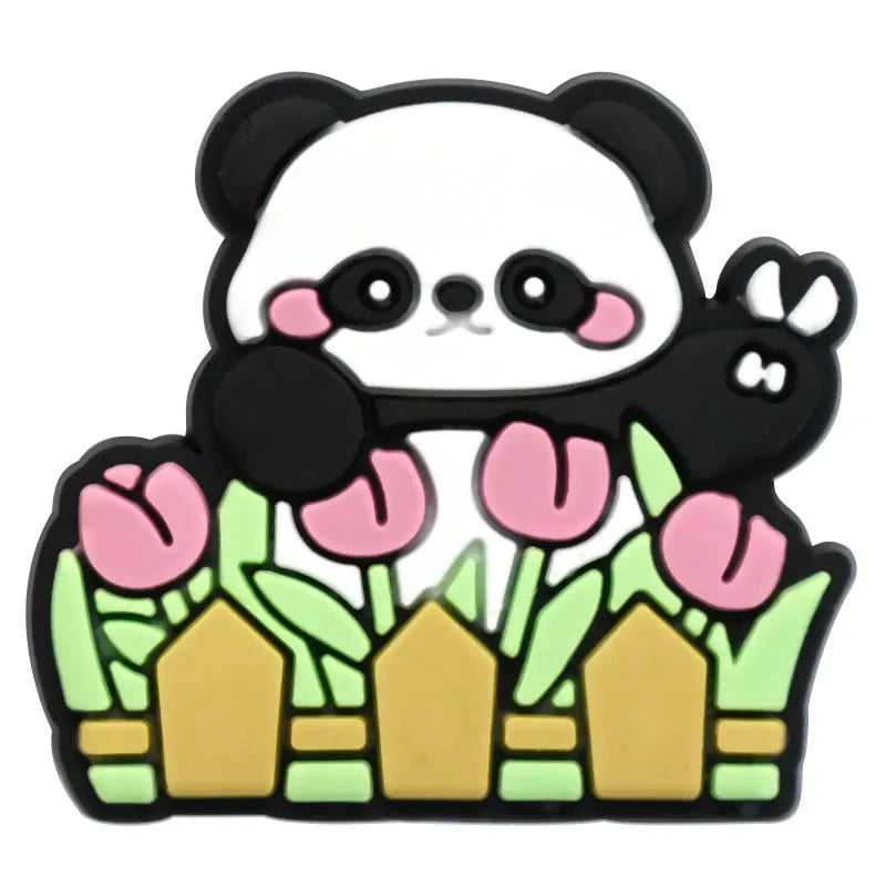 1/20/50/100Pcs Panda Series Shoe Charms Cute animal Shoes Accessories Decoration Clog Sandal Buckle Bithday Holiday Party Gifts