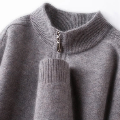 100% Virgin Wool Sweater Men's, 410g High-Neck Knit, Old Money Style, 4 Sizes Available High Quality Warmth