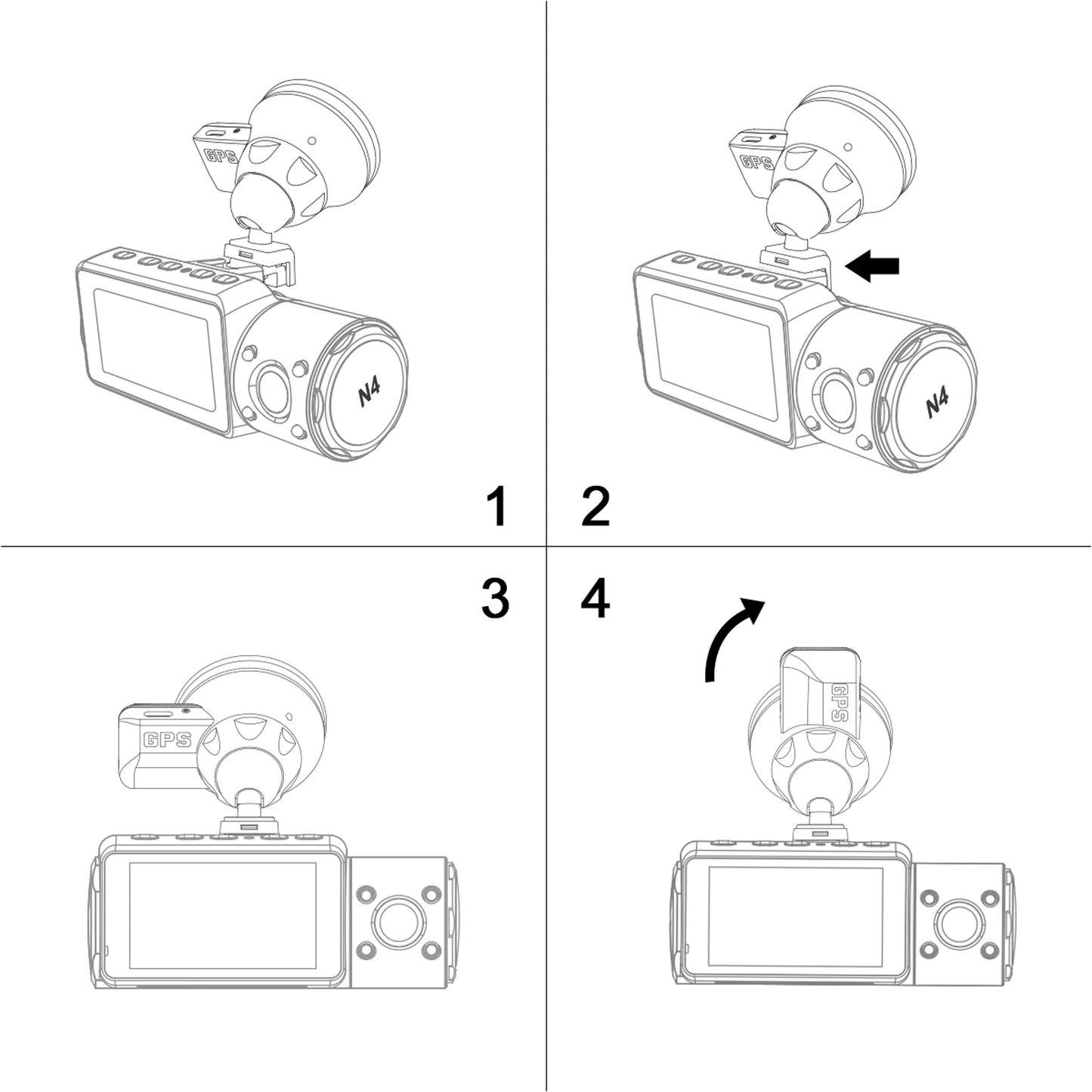 VANTRUE Dash Cam GPS Receiver Module Type C USB Port Car Suction Cup Mount for Windows and Mac