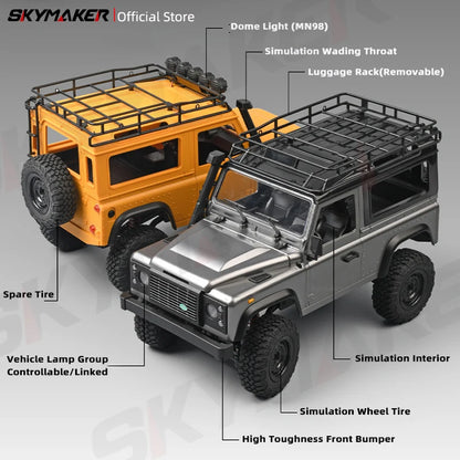 New MN99S V2 1:12 Scale MN Model RTR RC Car 2.4G 4WD RC Rock Crawler MN98 MN99 Defender Pickup Remote Control Truck Toys