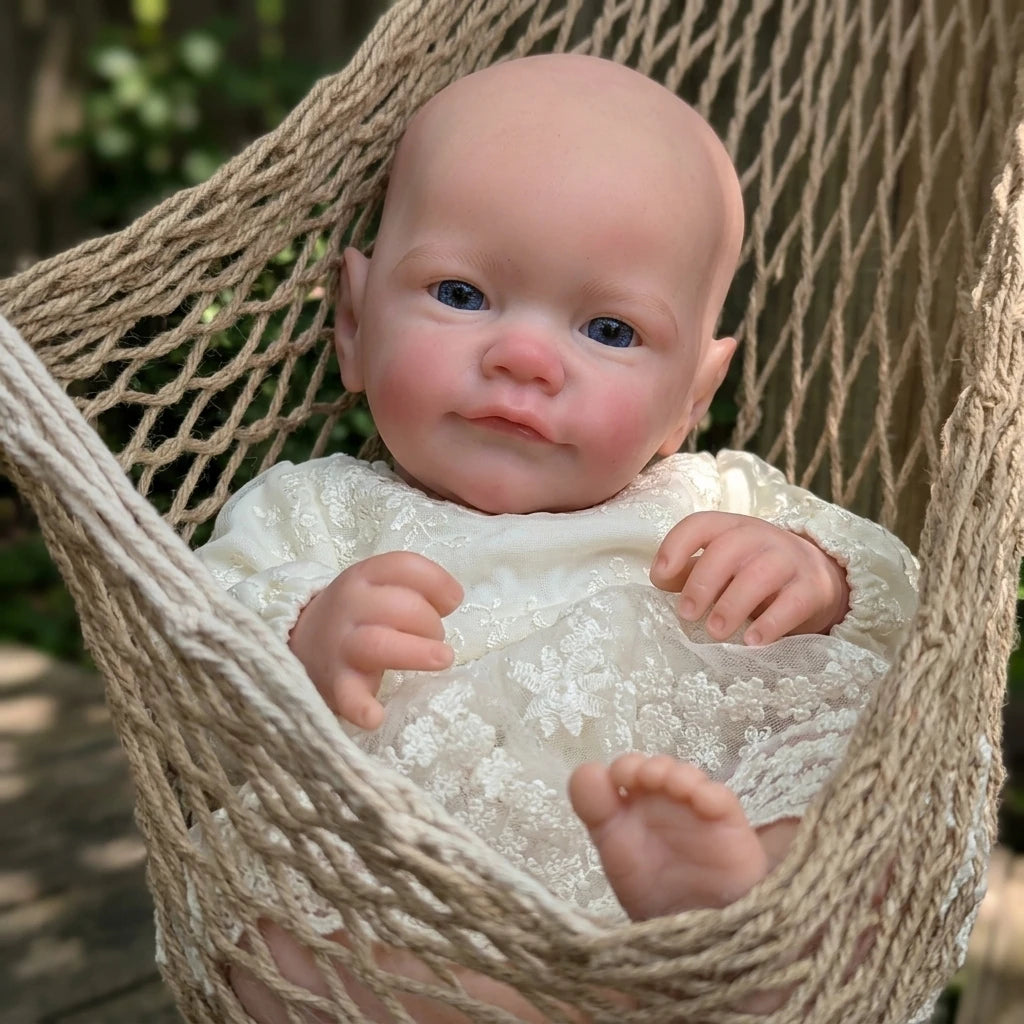 18 Inch Full Silicone Reborn Baby Doll Open Eyes Bald 3D Veins Realistic Newborn Collectible Art Doll Xmas Birthday Gift