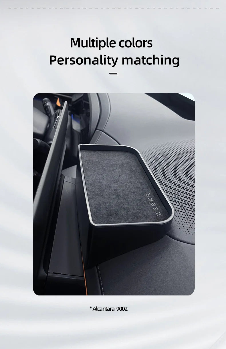 For Zeekr 001 2024 Storage Box Behind The Central Control Screen Navigation Screen Storage Alcantara suede Car Accessories
