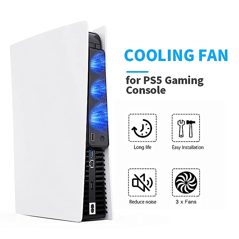 For PS5 Gaming Console Universal Cooling Fan PS5 Console Cooling Fan With LED Lights, Silent Noise Reduction Fan