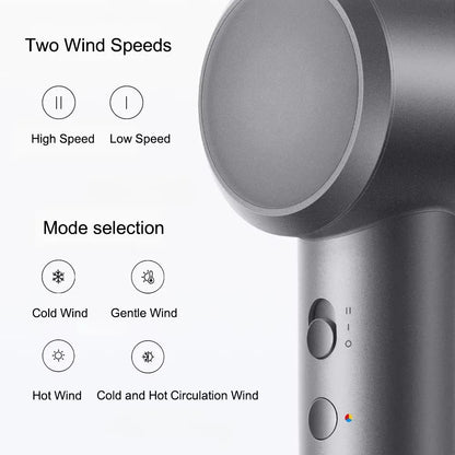 XIAOMI Mijia Hair Dryer H501 1600W High-Speed Negative Ion Hair Care 110000Rpm 62m/s Wind Speed Dryer for Hair 220V CN Version