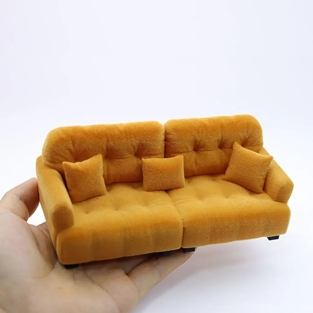 New 1:12 1:20 1:30 Flocking Sofa Model Simulation Dollhouse Decoration Living Room Furniture Mini Sofa House Accessories