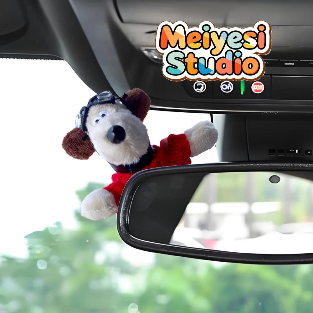 Cute Puppy Rearview Mirror Ornament, Lying Doll, Car Decoration, Central Control Screen Car Doll, Interior Accessories for Women
