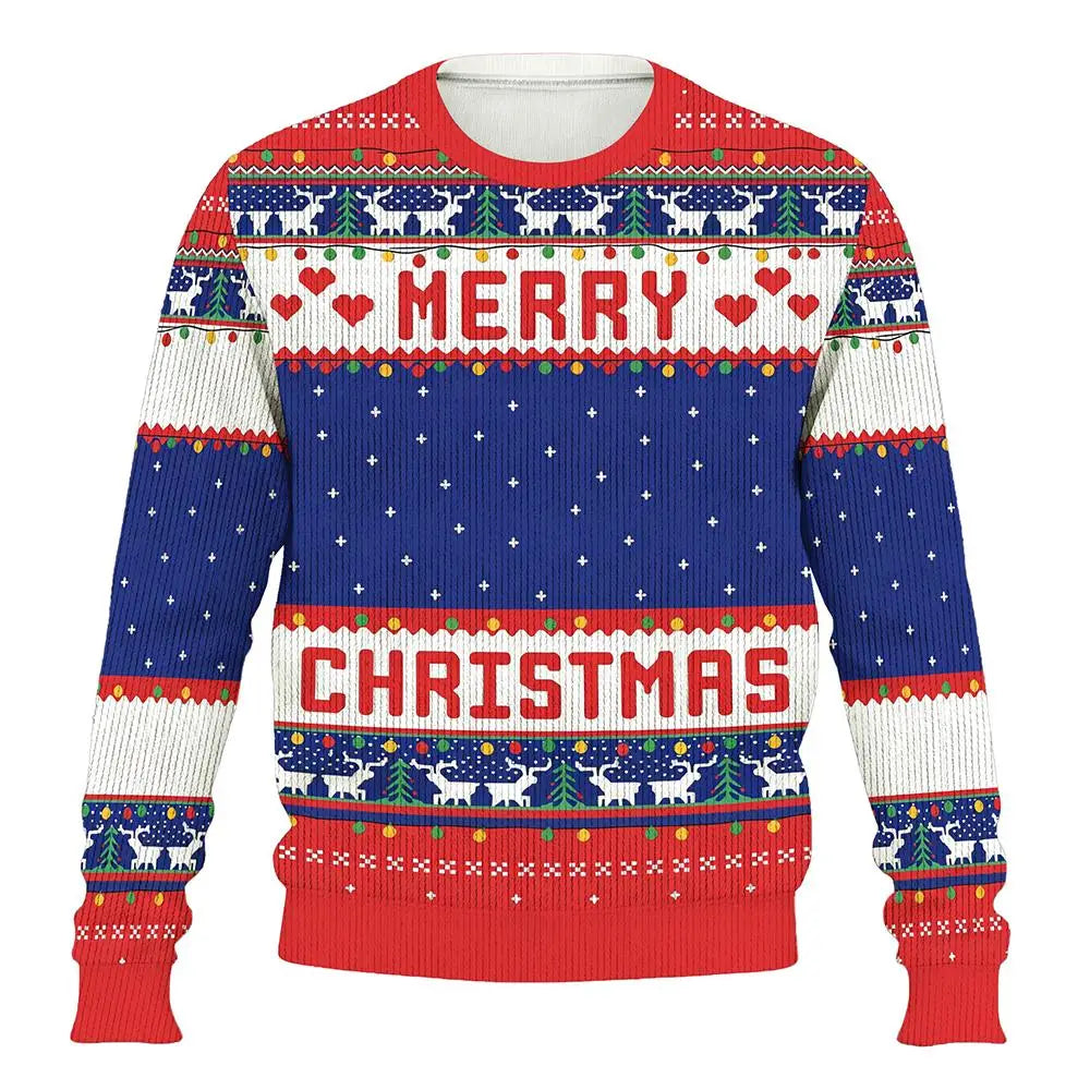 Funny Customizable Photo Ugly Christmas Sweater Personalized DIY Face Family Pullovers 3D Printed Patterned Men/Women Gift Tops