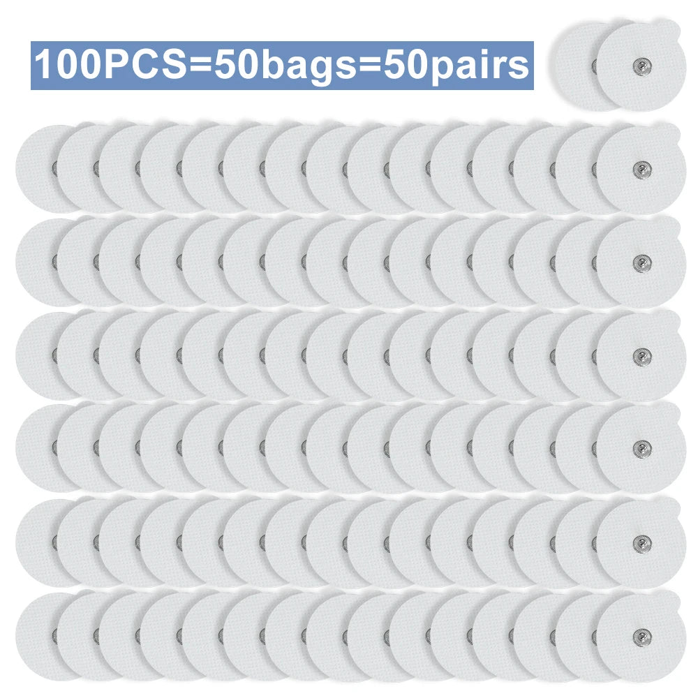 50/100pcs Round TENS EMS Electrode Pads for Pulse Electric Digital Massage Machine Gel Slimming Muscle Stimulation Patches