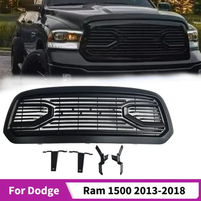 Front Bumper Hood Grille for Dodge Ram 1500 2013 2014 2015 2016 2017 2018 Martin Style Mesh Grill with LED Lights Guard Cover