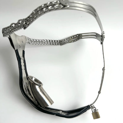2026Press Lock Male Female Adjustable StainlessSteel Chastity Belt Cock Penis Cage Defecate Hole Anal Plug Adult Bondage Sex Toy
