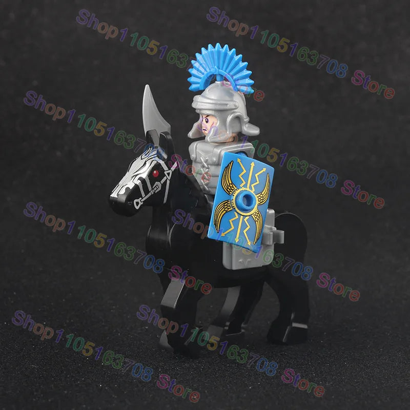 MOC Medieval Military Crusader Knight Building Blocks Castle Army Soldier Figure Horse Mount Shield Sword Accessories Bricks Toy