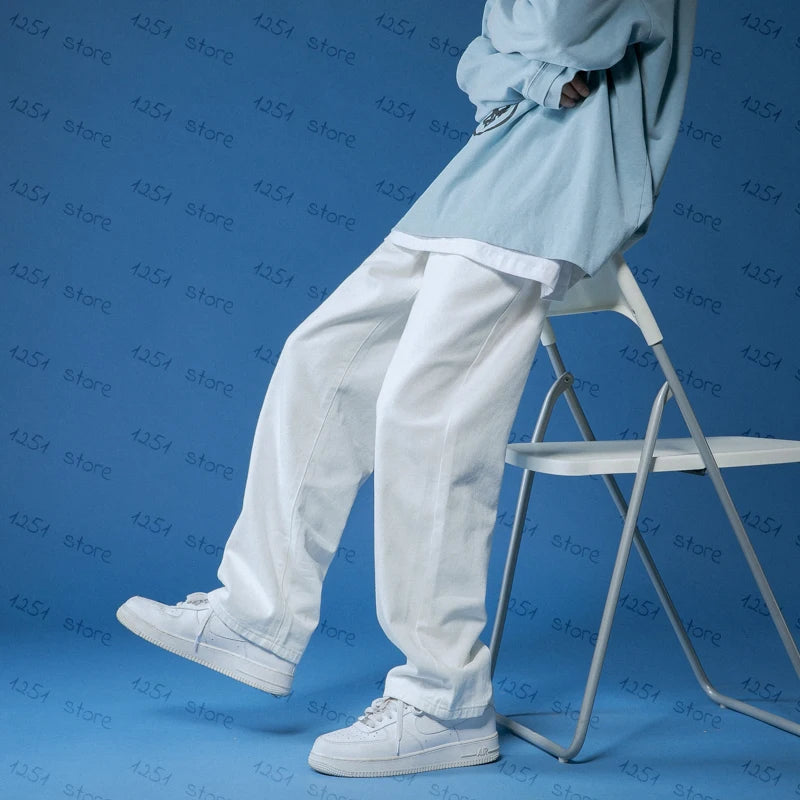 White Jeans Men Loose Denim Trousers Neutral straight pants pour hommes Wide Jeans Streetwear Casual Man Women Pants Bagy jeans