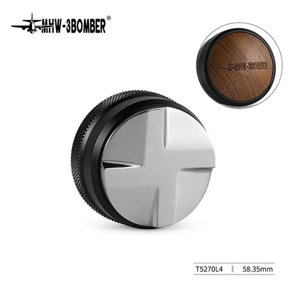 MHW-3BOMBER Coffee Tamper 51/53.35/58.35MM 2 Springs Espresso Tamper Stainless Steel Thread Base Home Barista Coffee Accessories
