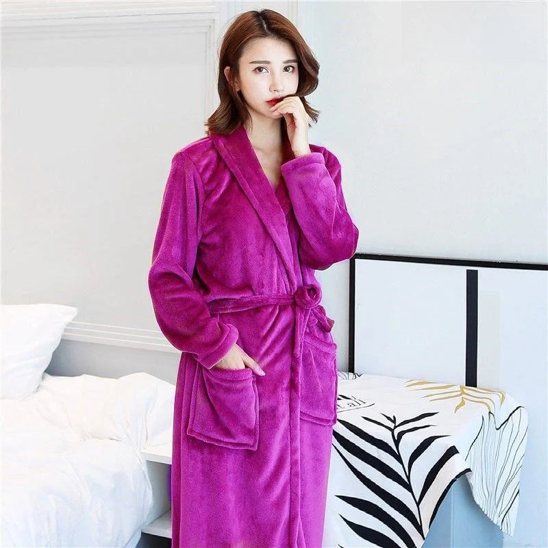 Thiened Long Pajamas Couples Flannel Spwear Coral Fce Home Clothes Men Women Robe Autumn Winter Nightgown Casual Sle