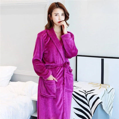 Thiened Long Pajamas Couples Flannel Spwear Coral Fce Home Clothes Men Women Robe Autumn Winter Nightgown Casual Sle