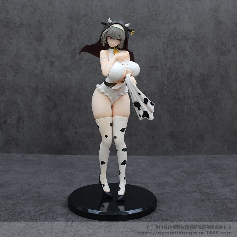 Oukou Anime Figure Cow Print Nun Beauty Standing Pose Boxed Pvc Desktop Ornament Chassis Decoration For Adult Collectors