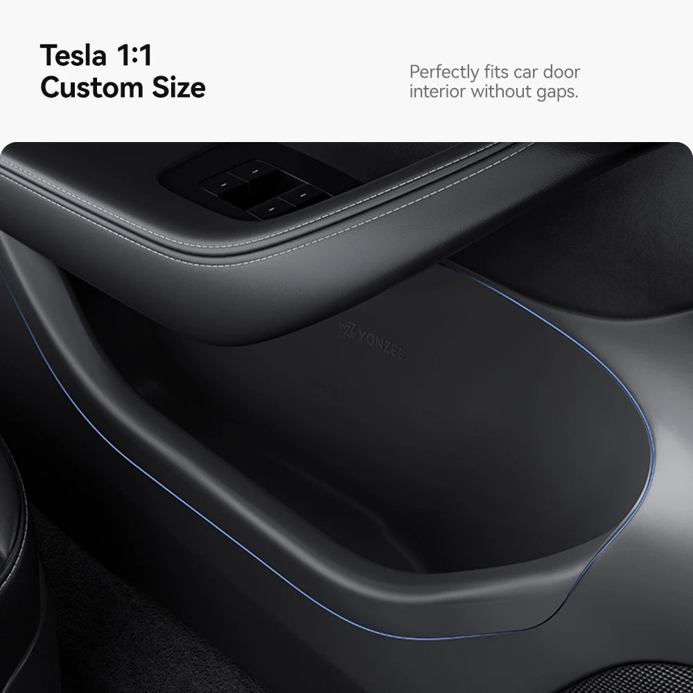 YZ For Tesla Model 3/Y/YL Highland Juniper Car Door Side Storage Box Front Rear Side TPE Door Storage Organizer Tray Accessories