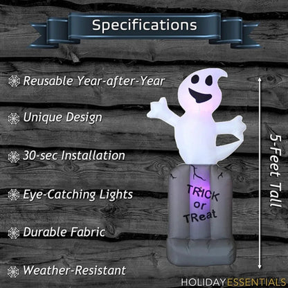 5/8FT Inflatable Halloween Decor Tombstone Ghost Pumpkin Skull Decoration Outdoor Horror House Yard Garden Props Halloween Party