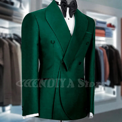 Black Suits For Men Shawl Lapel Formal 1 Piece Jacket Double Breasted Business Casual Groom Wedding Party Custom Made Blazer