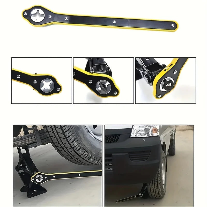 Auto Labor Saving Jack Ratchet Wrench,Long Handle Scissor Lug Wrench, 360° Forward And Reverse Knob Design,Tire Wheel Wrench