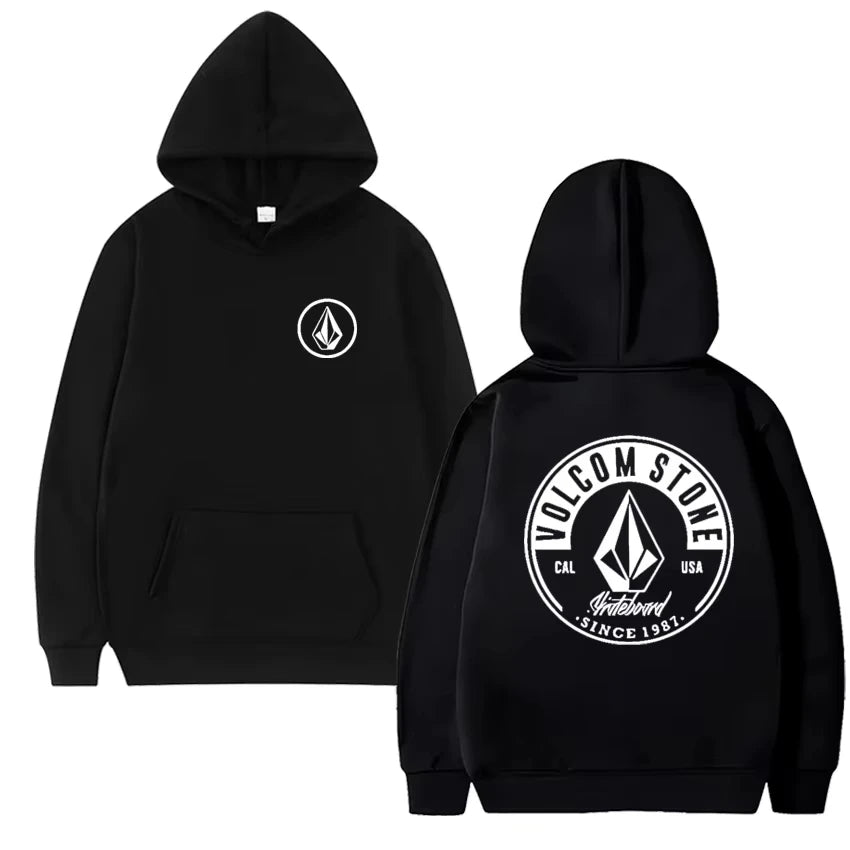 Volcom Stone Double Print Autumn Winter Warm Cotton street style Men's Fleece Hoodie Outdoor Commuter Men's Top High Elastic tos