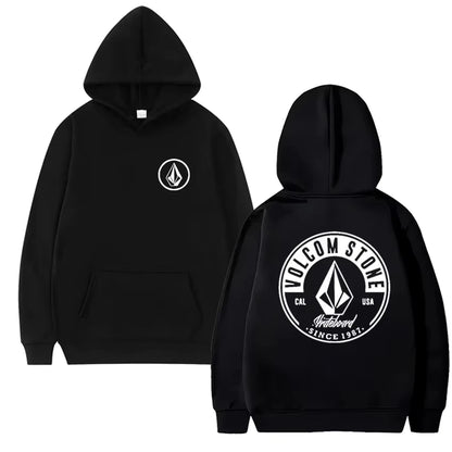 Volcom Stone Double Print Autumn Winter Warm Cotton street style Men's Fleece Hoodie Outdoor Commuter Men's Top High Elastic tos