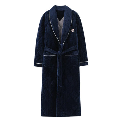 Winter Men Bath Robe 3 Layer Clip Cotton Bathrobe Male Dressing Gown Pijamas Hombre