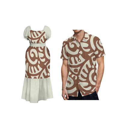 Women High Quality Custom Party Ladies White Sunday Dress Polynesian Cultural Outfit Square Neck Lace-up Dress Puff Short