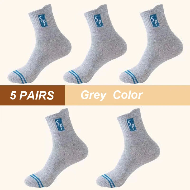 5Pair New Men's Sports Socks Cotton High Quality Casual Business Walk Socks Spring Autumn Fashion For Men Size EU38-45