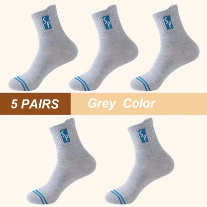 5Pair New Men's Sports Socks Cotton High Quality Casual Business Walk Socks Spring Autumn Fashion For Men Size EU38-45
