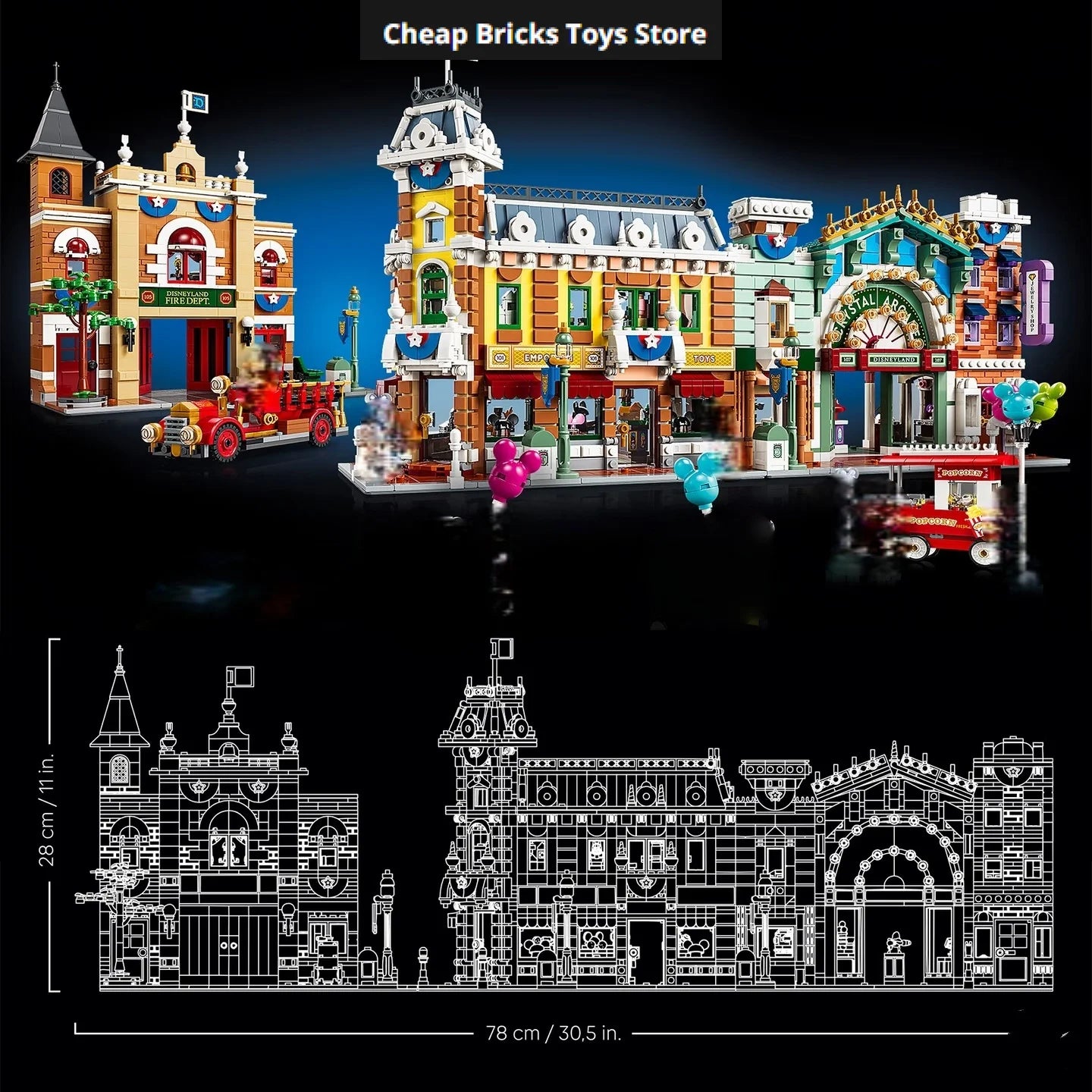 Bricks Building Blocks ICONIC LANDMARKS Dispaly Model Toys Birthday Gifts Cheapest Main Street USA Compatible 3899pcs for Adults